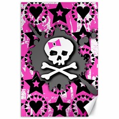 Pink Bow Skull Canvas 24  X 36  (unframed)