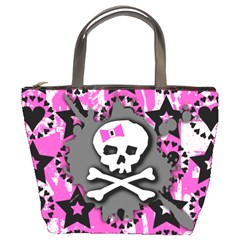 Pink Bow Skull Bucket Handbag