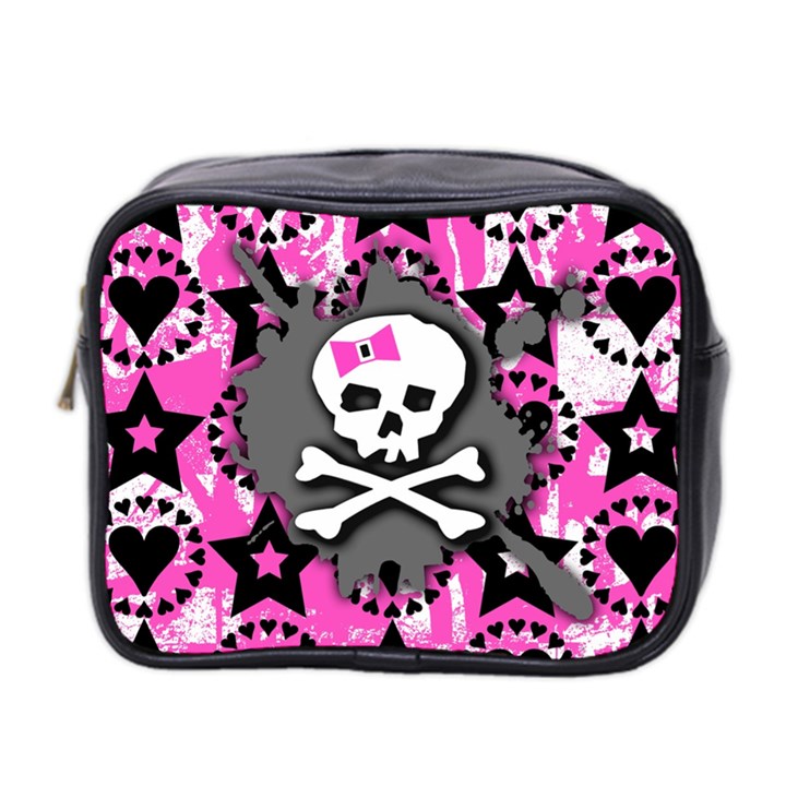 Pink Bow Skull Mini Travel Toiletry Bag (Two Sides)