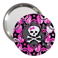 Pink Bow Skull 3  Handbag Mirror