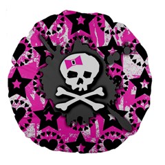 Pink Bow Skull Large 18  Premium Round Cushion 