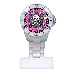 Pink Bow Skull Nurses Watch