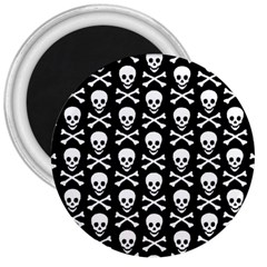 Skull And Crossbones Pattern 3  Button Magnet by ArtistRoseanneJones