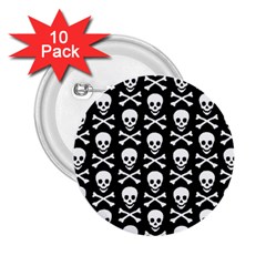 Skull And Crossbones Pattern 2 25  Button (10 Pack) by ArtistRoseanneJones