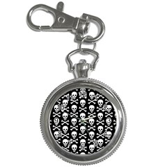 Skull And Crossbones Pattern Key Chain Watch by ArtistRoseanneJones