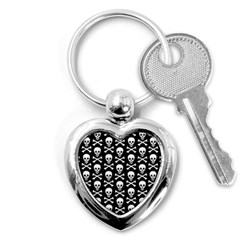 Skull And Crossbones Pattern Key Chain (heart) by ArtistRoseanneJones