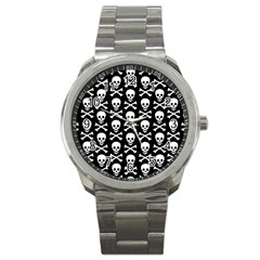 Skull And Crossbones Pattern Sport Metal Watch by ArtistRoseanneJones