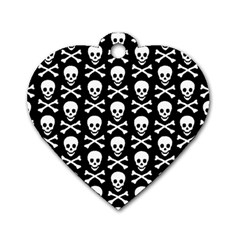 Skull And Crossbones Pattern Dog Tag Heart (one Sided)  by ArtistRoseanneJones