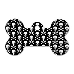 Skull And Crossbones Pattern Dog Tag Bone (two Sided) by ArtistRoseanneJones