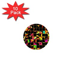 Pieces In Squares 1  Mini Button (10 Pack)  by LalyLauraFLM