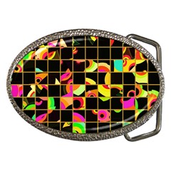 Pieces In Squares Belt Buckle by LalyLauraFLM