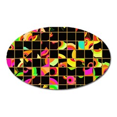 Pieces In Squares Magnet (oval) by LalyLauraFLM