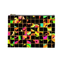 Pieces In Squares Cosmetic Bag (large) by LalyLauraFLM