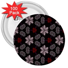 Floral Pattern On A Brown Background 3  Button (100 Pack) by LalyLauraFLM