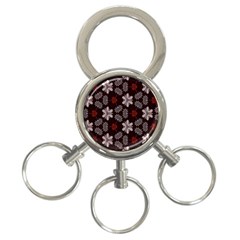 Floral Pattern On A Brown Background 3-ring Key Chain by LalyLauraFLM