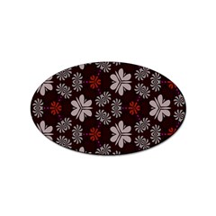 Floral Pattern On A Brown Background Sticker (oval) by LalyLauraFLM