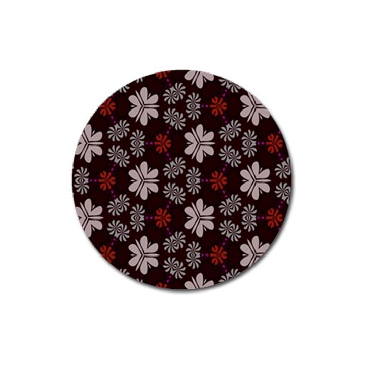 Floral pattern on a brown background Magnet 3  (Round)