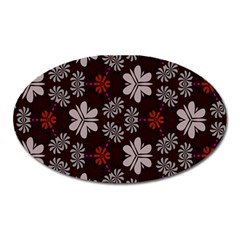 Floral Pattern On A Brown Background Magnet (oval) by LalyLauraFLM