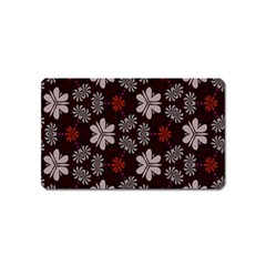 Floral Pattern On A Brown Background Magnet (name Card) by LalyLauraFLM