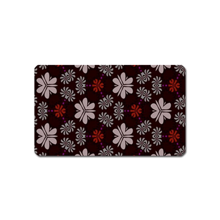 Floral pattern on a brown background Magnet (Name Card)