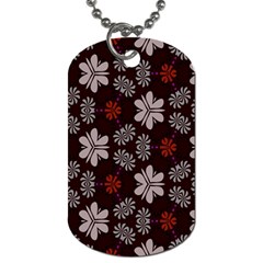 Floral Pattern On A Brown Background Dog Tag (two Sides)