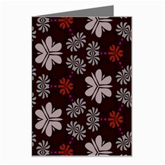 Floral Pattern On A Brown Background Greeting Card by LalyLauraFLM