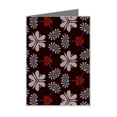 Floral Pattern On A Brown Background Mini Greeting Card