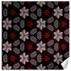 Floral Pattern On A Brown Background Canvas 16  X 16  by LalyLauraFLM