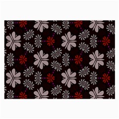 Floral Pattern On A Brown Background Large Glasses Cloth (2 Sides) by LalyLauraFLM