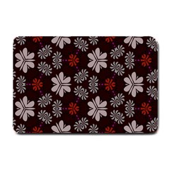 Floral Pattern On A Brown Background Small Doormat by LalyLauraFLM