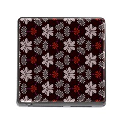 Floral Pattern On A Brown Background Memory Card Reader (square) by LalyLauraFLM