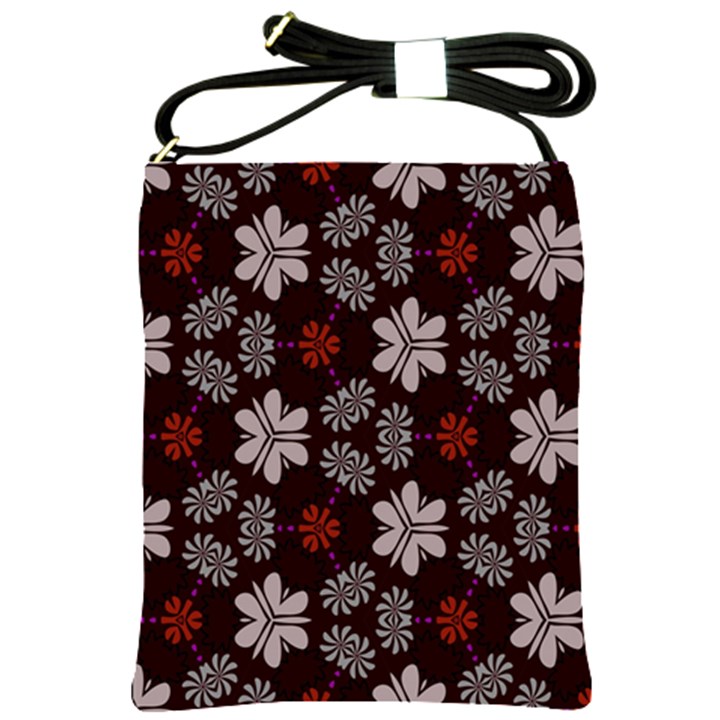 Floral pattern on a brown background Shoulder Sling Bag