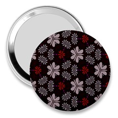 Floral Pattern On A Brown Background 3  Handbag Mirror by LalyLauraFLM