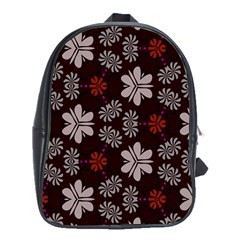 Floral Pattern On A Brown Background School Bag (xl) by LalyLauraFLM