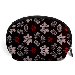 Floral Pattern On A Brown Background Accessory Pouch by LalyLauraFLM