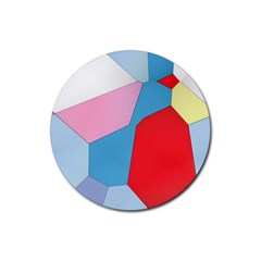 Colorful Pastel Shapes Rubber Coaster (round) by LalyLauraFLM