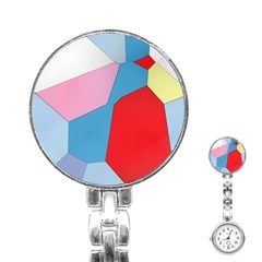 Colorful Pastel Shapes Stainless Steel Nurses Watch by LalyLauraFLM