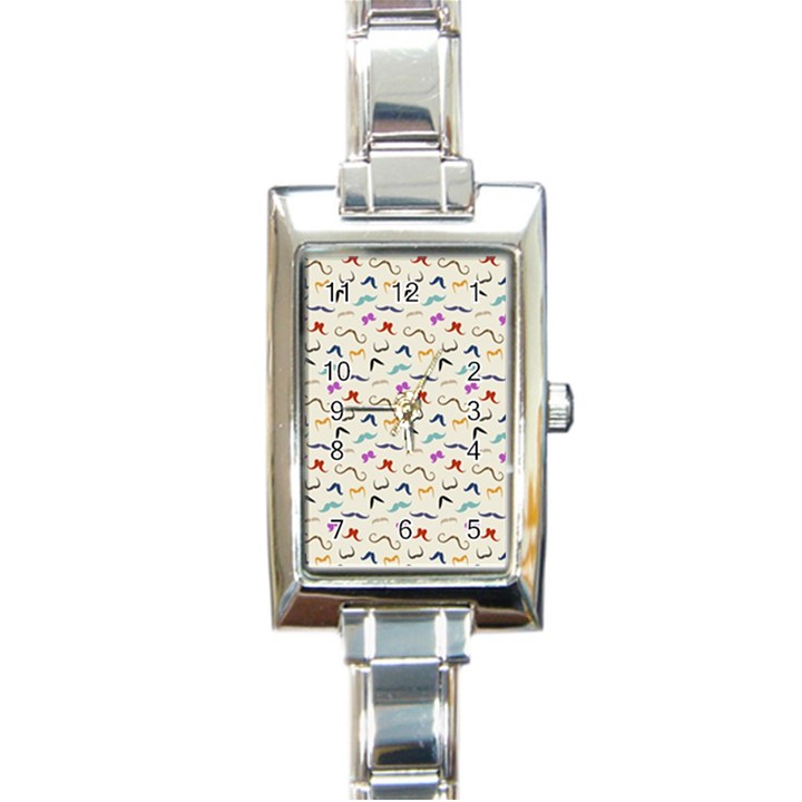 Mustaches Rectangular Italian Charm Watch