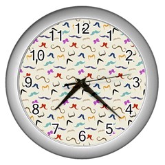 Mustaches Wall Clock (silver) by boho