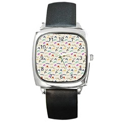 Mustaches Square Leather Watch by boho