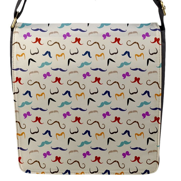 Mustaches Flap Closure Messenger Bag (Small)