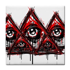 Red White Pyramids Ceramic Tile