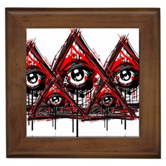 Red White Pyramids Framed Ceramic Tile