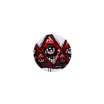 Red White pyramids 1  Mini Button Front