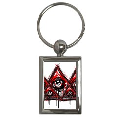 Red White Pyramids Key Chain (rectangle) by teeship