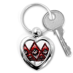 Red White Pyramids Key Chain (heart) by teeship