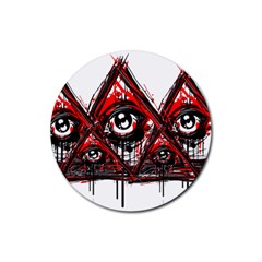 Red White Pyramids Drink Coaster (round)