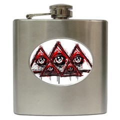 Red White Pyramids Hip Flask