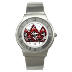 Red White Pyramids Stainless Steel Watch (slim) by teeship