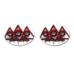 Red White Pyramids Cufflinks (oval)